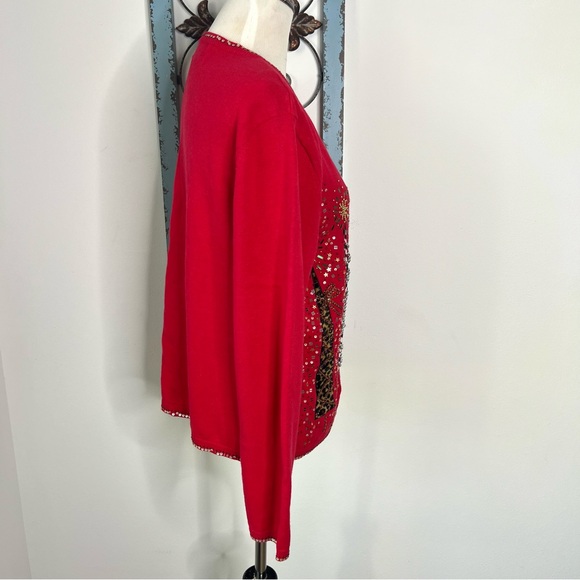 The Collective Works of Berek 2 Vintage Red Christmas Tree Long Sleeve Cardigan - Picture 4 of 14
